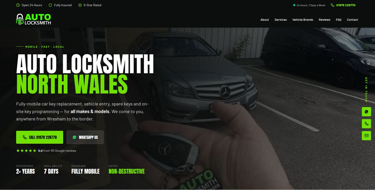 ND Auto Locksmiths website homepage